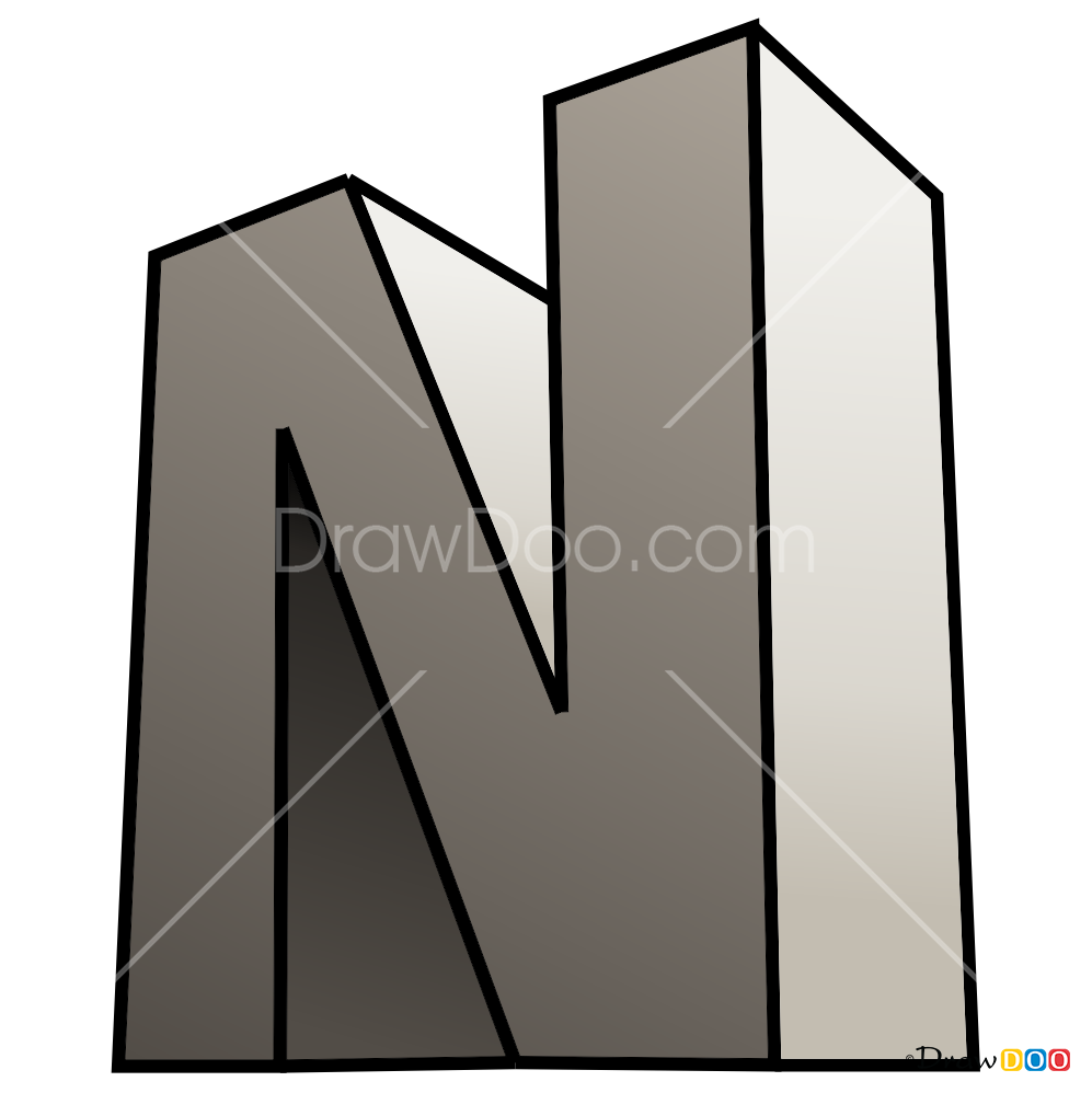 How to Draw N, 3D Letters